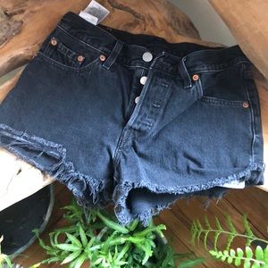 Black Denim Cut-Off Shorts